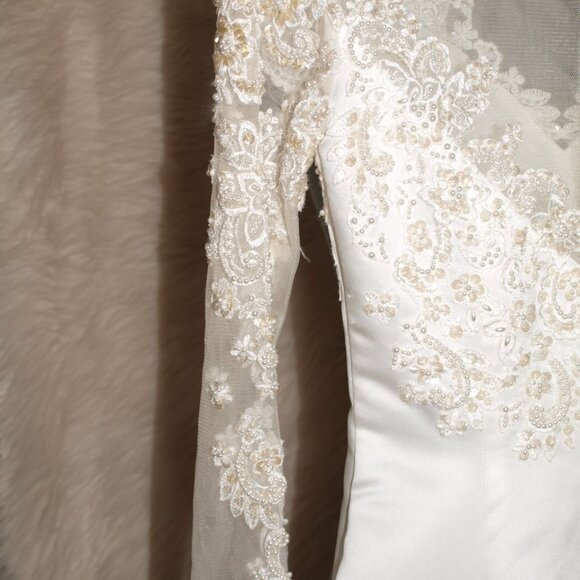 VINTAGE Long Pink GOWN VERY Long Train Size 10W BY VENUS VERY EMBELLISHED - Picture 8 of 8